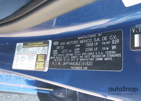 2020 Kia Forte Gt из США, поврежденный, VIN 3KPF44AC4LE161820